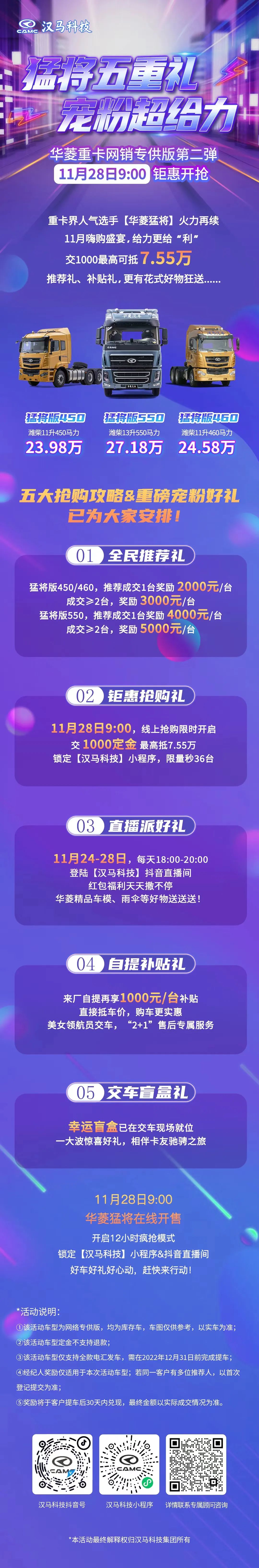 这么抢最实惠！华菱猛将11月抢购攻略奉上！今晚18:00抖音看直播，好礼等你来